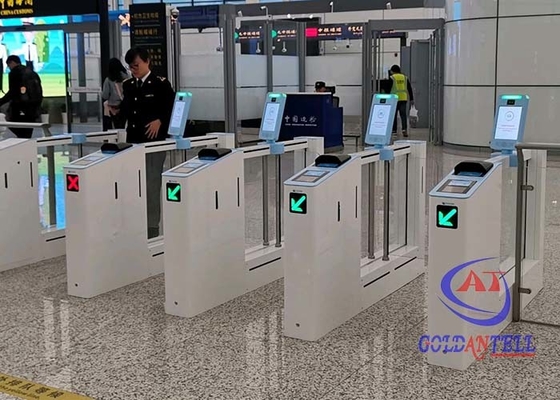 Visitor counter access control and temperature screening half turnstile mirror gate face recognition airport gate