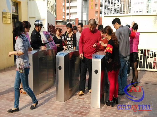 Remote control security controlled access turnstiles with IR retractable arm