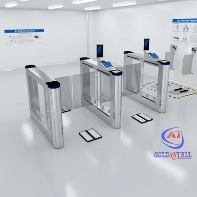 CE Certified SUS304 Integrated ESD Tester Swing Barrier Gate RFID Face Recognition Access Control for Electronics Manufacturing