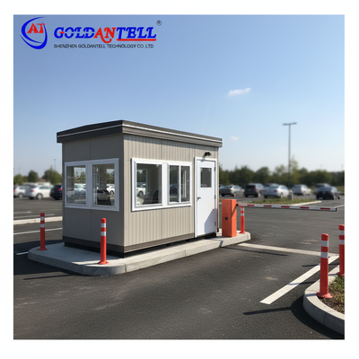 Gray Single Room Stainless Steel Ticket Kiosk Booth Including Option Drainage System and Electricity Fittings Perfect for Ticket Management
