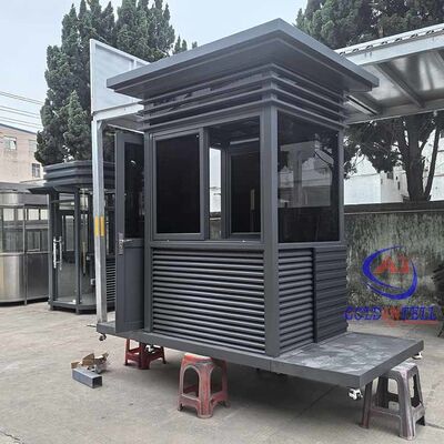 58=Aesthetic Steel Security Kiosk Weatherproof Prefabricated Guard Shack Portable Sentry Box for Hospital Parking Entrance