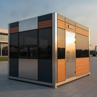 320KG to 550KG Gross Weight Security Guard House in 1500x2400mm or Customized Size Steel Aluminum Wood Composite Panels