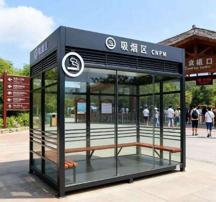 Outdoor Steel Frame Prefabricated Security Portable Modular Smoking Room Long Lifetime