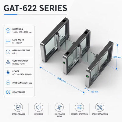 Security RFID NFC Face Recognition Automatic Swing Door Barrier 2 Way Pedestrian Entrance