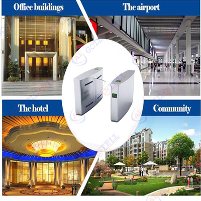 304 stainless steel Retractable wing flap Pedestrian Barrier Gate / entrance door