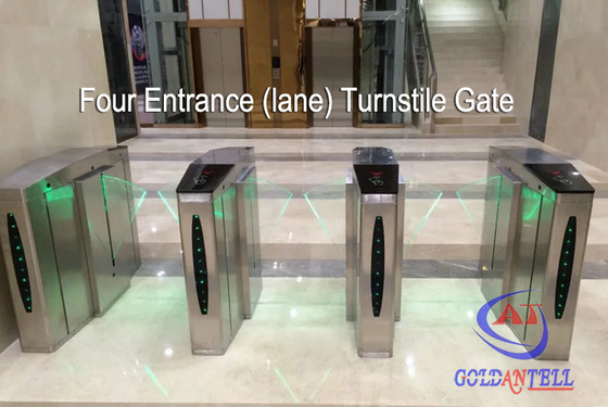 Double Core Fingerprint Biometric Turnstile Gate , Fast Pass Flap Barrier Turnstile With Software