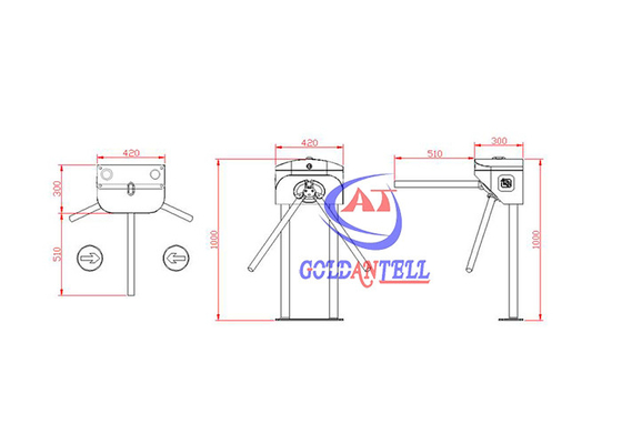 Semi - Automatic Tripod Turnstile Gate AC220V/110V With ZKteco Access Control System