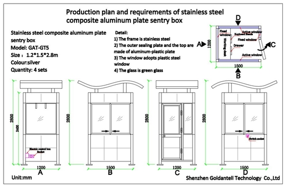Color Steel Structure Outdoor Prefab Guard House Outdoor Security Booth