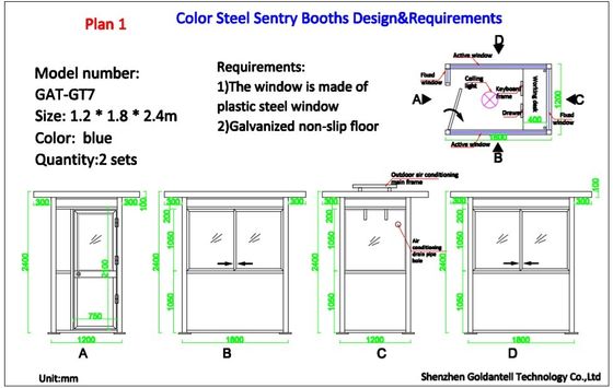 Steel Security Guard House Portable Building Post Prefab Home Antisepsis Spraying Treatment