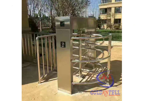 waterproof outdoor biometric electromagnetic entry access turnstile waist gate , cross poles barriers
