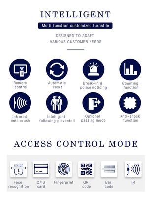 90cm Wide Swing Turnstile Gate with Biometric Access Control