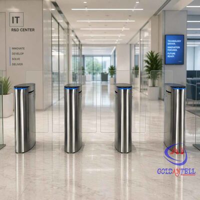 Snappy Glide Gate Illuminated Crystal-clear Glazing Original Design Telescopic Barrier for IT Hubs Tech Centers CE