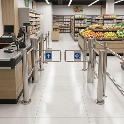 CE Certificate Entrance And Exit Control 304SS Automatic Supermarket Swing Gate