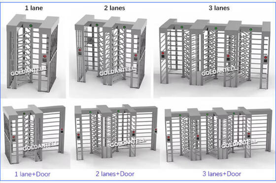 Outdoor Security Dual Lane Full Height Turnstile 304 Stainless Steel RFID Card Facial Recognition