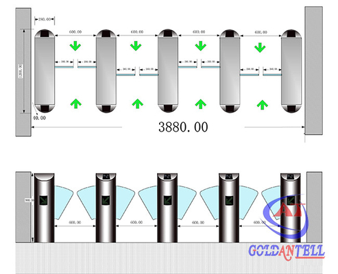 High Speed Glass Lane Flap Turnstile Barrier Gate With TCP / IP Door Access Control System